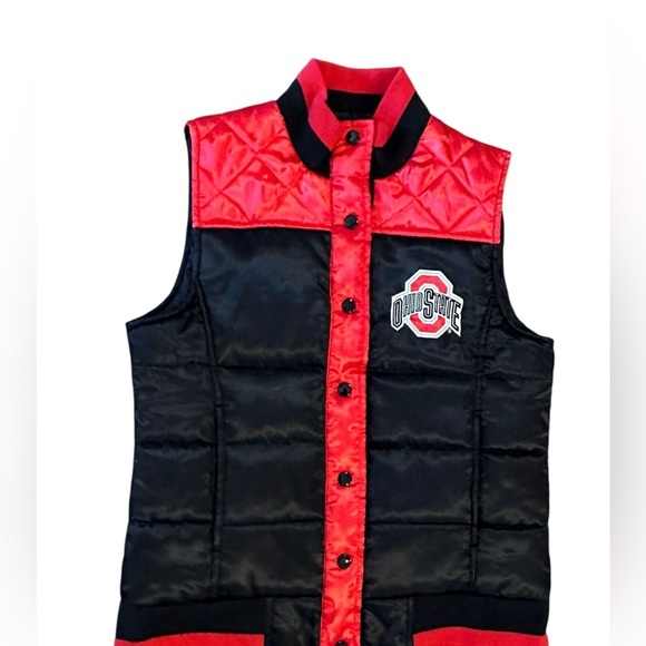 Women’s OHIO STATE BUCKEYES Snap Puffer Vest Size Medium - Picture 1 of 6